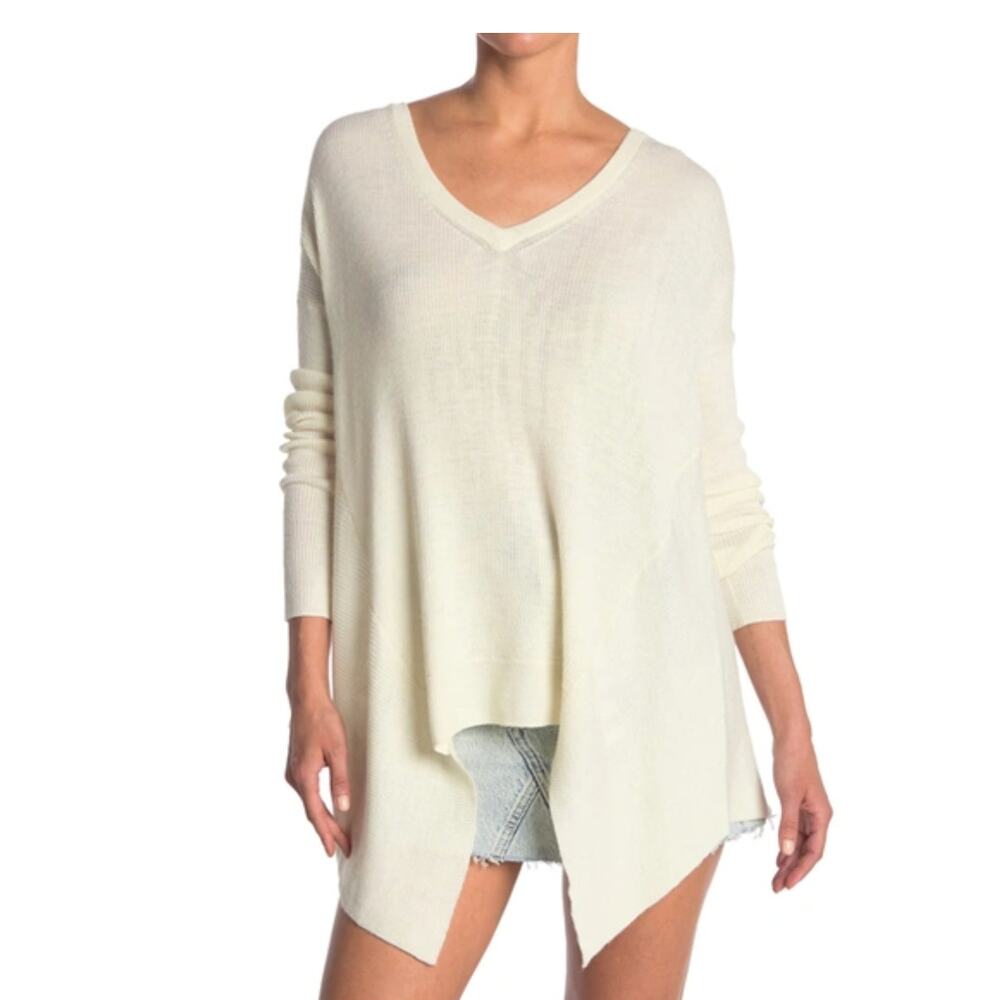 ALLSAINTS Kelsey V-neck Sweater M Rib Chalk White All Saints Wool Alpaca Cream